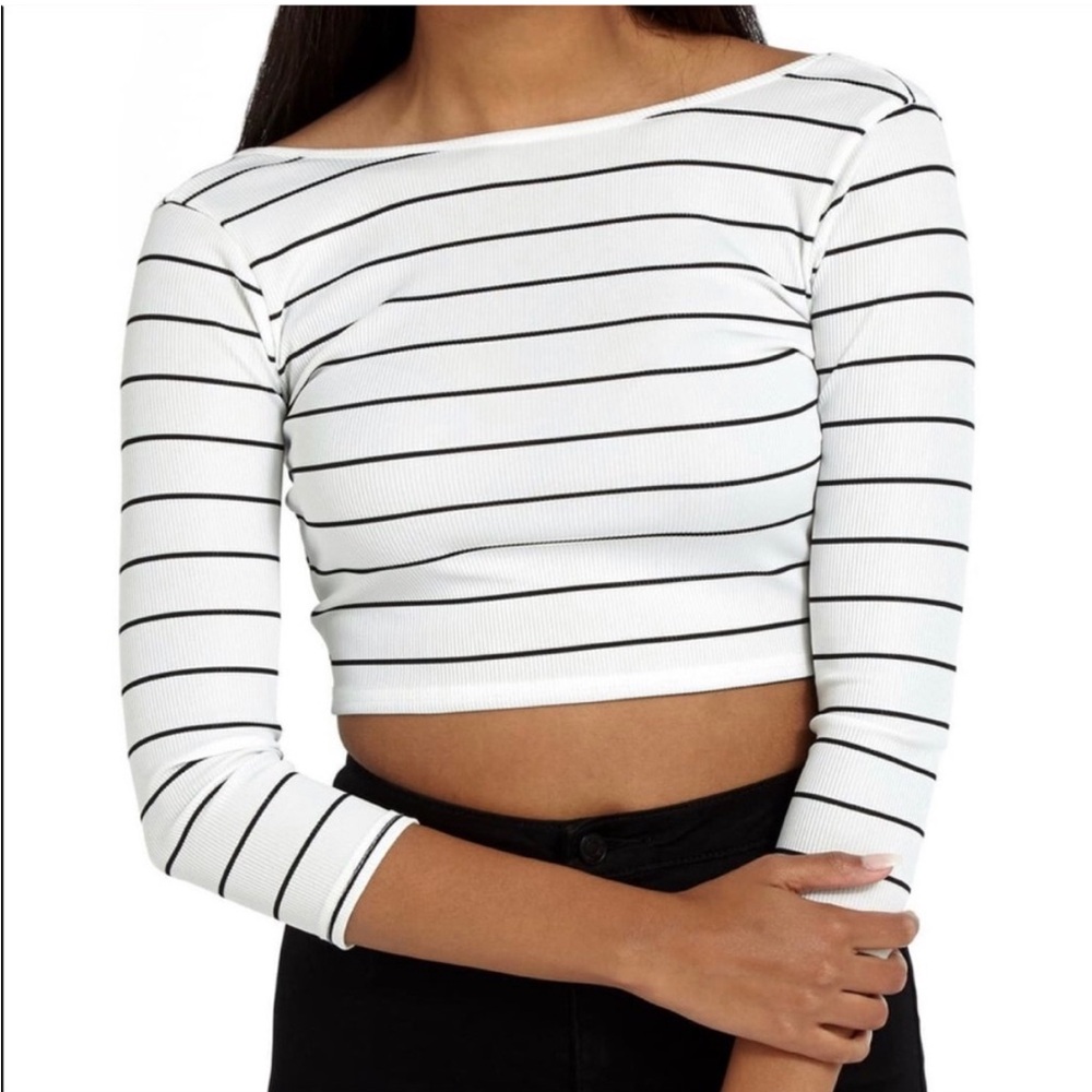 Striped Black and White Women's Crop Top